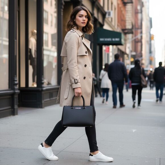 Michael Kors Black Serafino Leather Tote Bag / NWOT - Picture 2 of 7